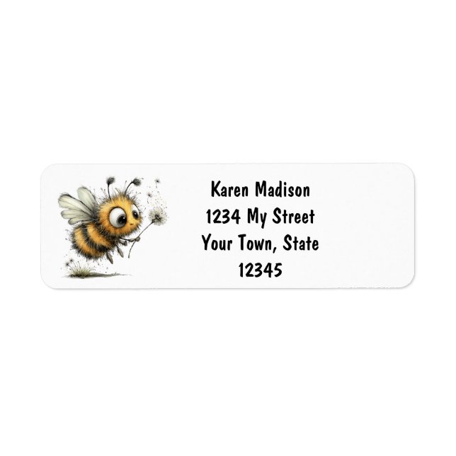 Personalised Bumble Bee  Return Address Label (Front)