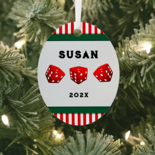 Personalised Bunco Holiday Gift Metal Tree Decoration