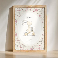 Personalised Bunny Art – Name Date Birth Nursery