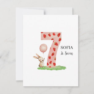 Personalised Bunny Birthday Card for 7 Year Old