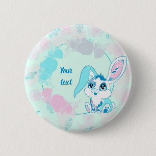 Personalised Bunny Cute Blue Kawaii 6 Cm Round Badge