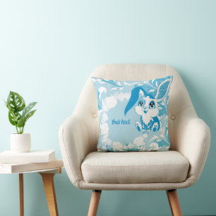 Personalised Bunny Cute Blue Kawaii Cushion