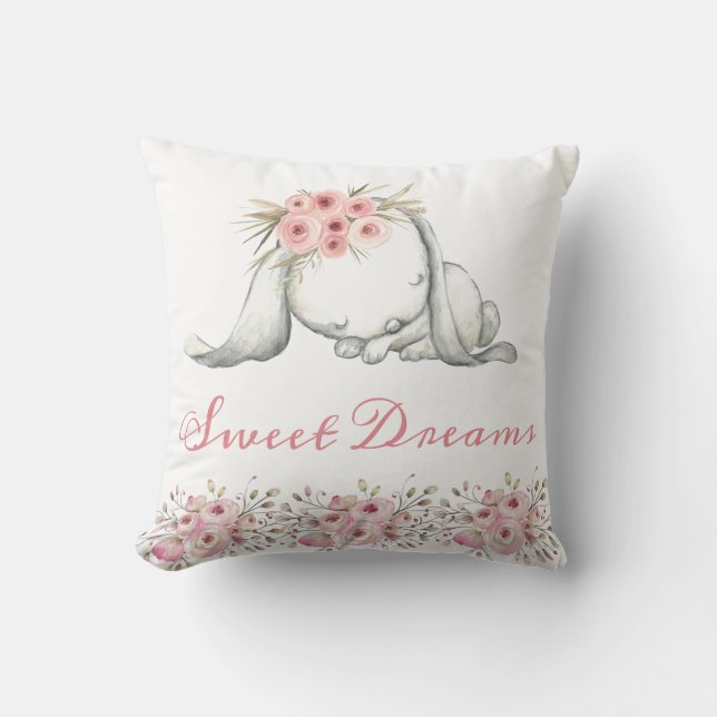 Personalised Bunny Nursery Room Sweet Dreams Cushion (Front)