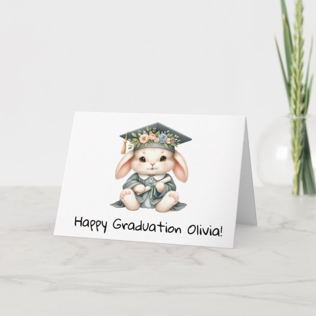 Personalised Bunny Rabbit Graduation  Card (Front)