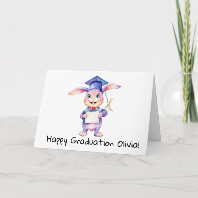 Personalised Bunny Rabbit Graduation  Card (Front)