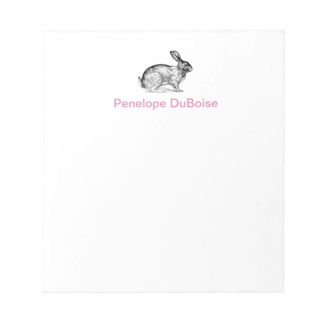 Personalised Bunny Rabbit Note Pad (Front)