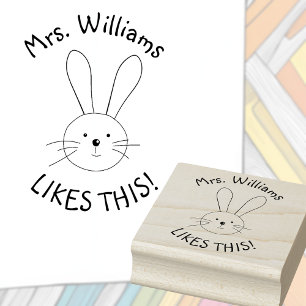 Personalised Bunny Rabbit Teacher Praise Rubber Stamp