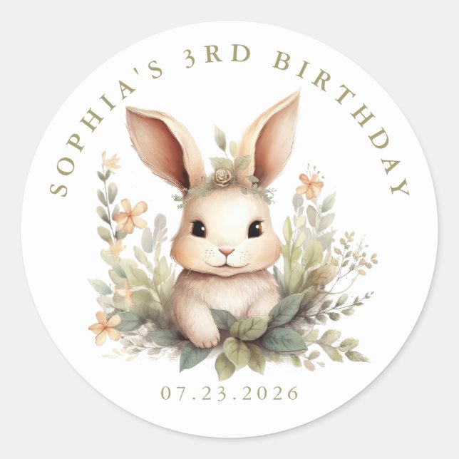 Personalised Bunny Round Stickers (Front)