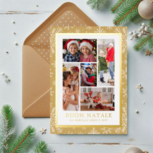 Personalised Buon Natale 5 Photo Gold Foil Holiday Card