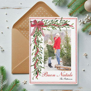 Personalised Buon Natale Mistletoe Family Photo Holiday Card