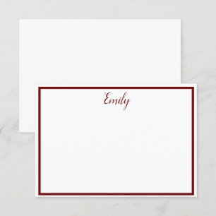 Personalised Burgandy and White Note Cards