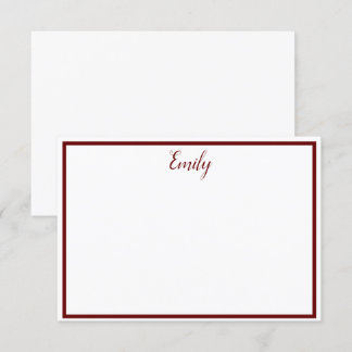 Personalised Burgandy and White Note Cards