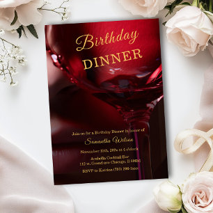 Personalised  Burgundy and Gold Dinner Birthday Invitation