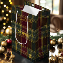 Personalised Burgundy and Green Plaid Christmas