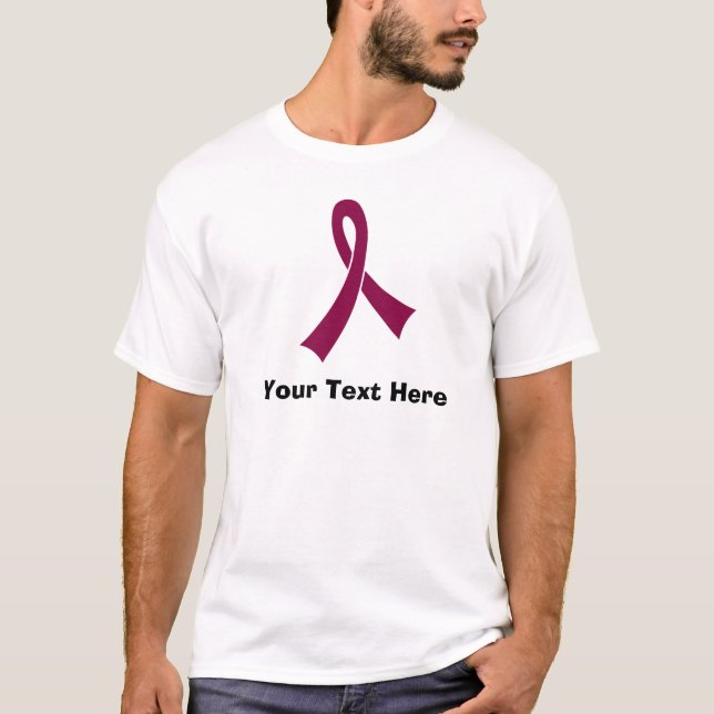 Personalised Burgundy Awareness Ribbon T-Shirt (Front)