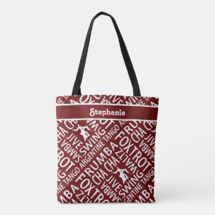 Personalised Burgundy Ballroom Dance Tote Bag