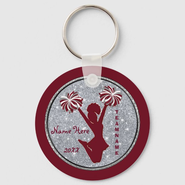 Personalised Burgundy Cheer Gifts for Cheer Party Key Ring (Front)