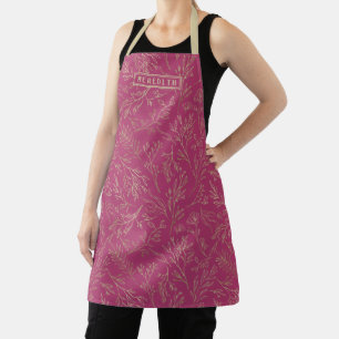 Personalised Burgundy Gold Abstract Floral Apron