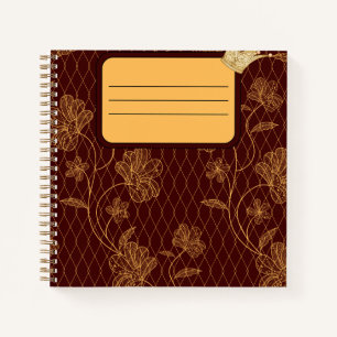 Personalised Burgundy & Gold Floral Crown Notebook