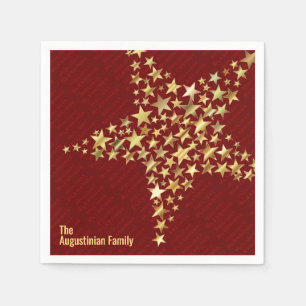 Personalised BURGUNDY Gold Stars Paper Napkin