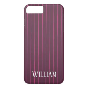 Personalised burgundy pinstripes iPhone 8 plus/7 plus case