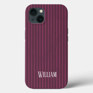 Personalised burgundy pinstripes Case-Mate iPhone  13 Case