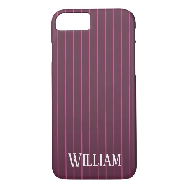 Personalised burgundy pinstripes Case-Mate iPhone case (Back)