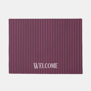 Personalised burgundy pinstripes doormat