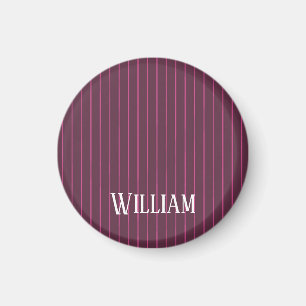 Personalised burgundy pinstripes magnet