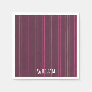 Personalised burgundy pinstripes napkin