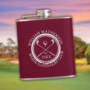 Personalised Burgundy Red Club Name Hip Flask