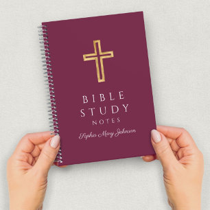Personalised Burgundy Religious Cross Notebook