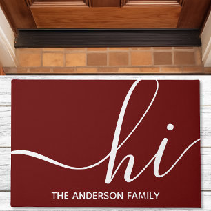 Personalised Burgundy Script Hi Doormat