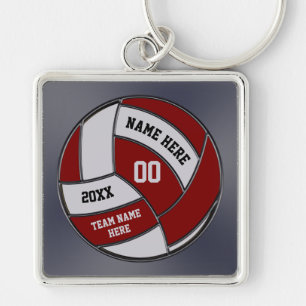 Personalised Burgundy Volleyball Keychains