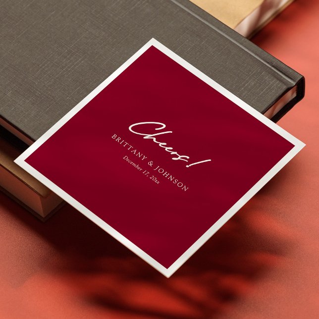 Personalised Burgundy Wedding Napkins (Personalized Burgundy Wedding Napkins)