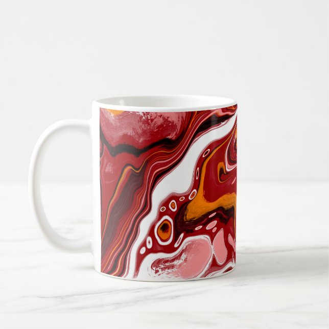 Personalised Burgundy White Digital Fluid Art     Coffee Mug (Left)