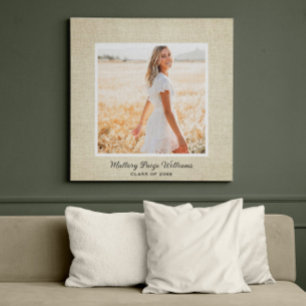 Personalised Burlap Canvas Photo of Graduate Print