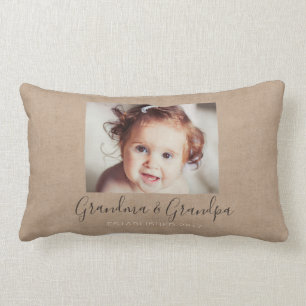 Personalised Burlap Photo Throw Pillow
