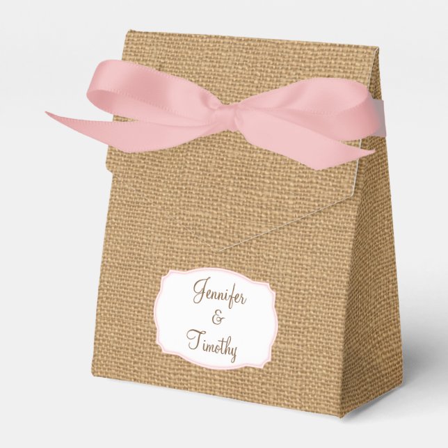 Personalised Burlap Tent Favour Box (Front Side)