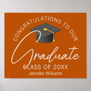 Personalised Burnt Orange 2026 Graduation Party Poster