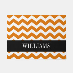 Personalised Burnt Orange and Black Chevron Doormat