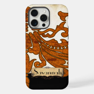 Personalised Burnt Orange Antique Scroll Work iPhone Case
