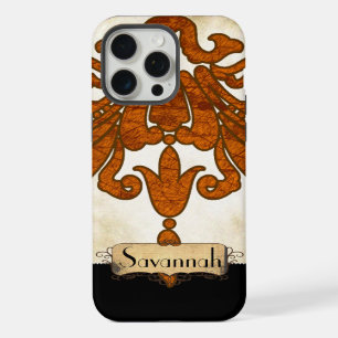 Personalised Burnt Orange Antique Scroll Work iPhone Case