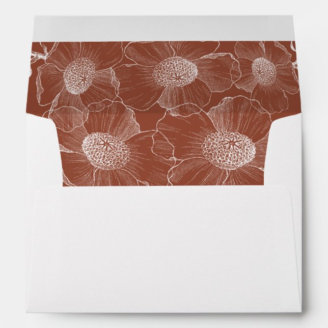 Personalised Burnt Orange Line Art  Envelope (Back (Bottom))