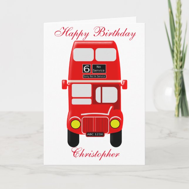 Personalised Bus Birthday Card (Front)