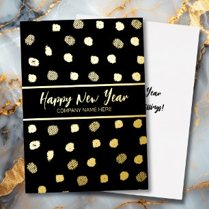 Personalised Business Black and Gold Foil New Year Foil Holiday Card