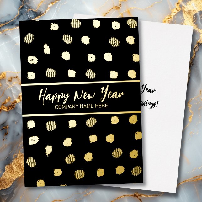 Personalised Business Black and Gold Foil New Year Foil Holiday Card (Creator Uploaded)