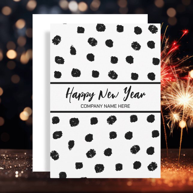 Personalised Business Black and White New Year Holiday Card (Creator Uploaded)
