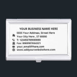 Personalised Business Card Case Your Own Design<br><div class="desc">Personalised Full Contact Information Professional Modern Business Card Cases - Add Your Business Name - Company / Address / Phone / Fax / E-mail and Website - Contact Information - Choose / Add Your Favourite Background and Text / Font Colours - Resize and move or remove and add elements /...</div>