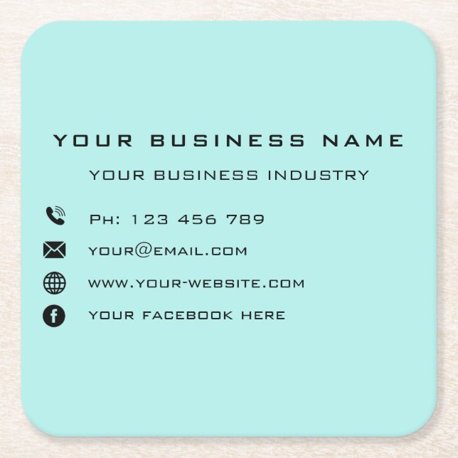 Personalised Business Card Design Paper Coaster (Front)